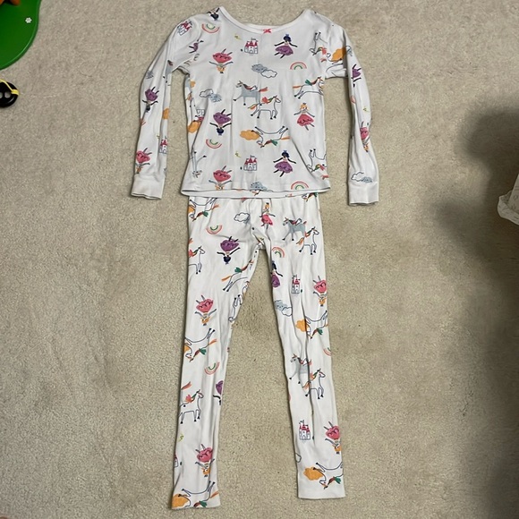 CARTERS UGC Girls Size 7 Long Sleeve Pajama Set Rainbow Ballerinas Unicorn Cloud - Picture 2 of 9